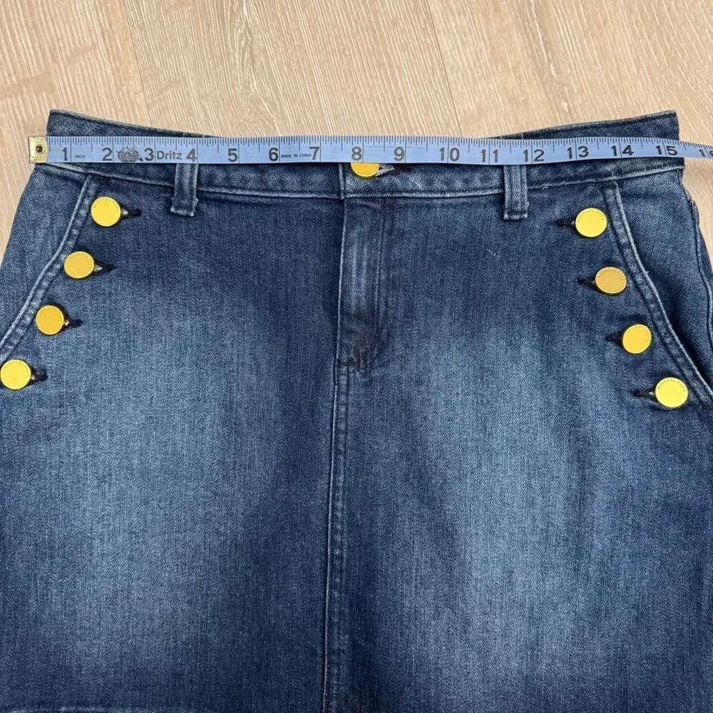 Michael Kors Sailor Denim Mini Skirt Gold Buttons Size 6P